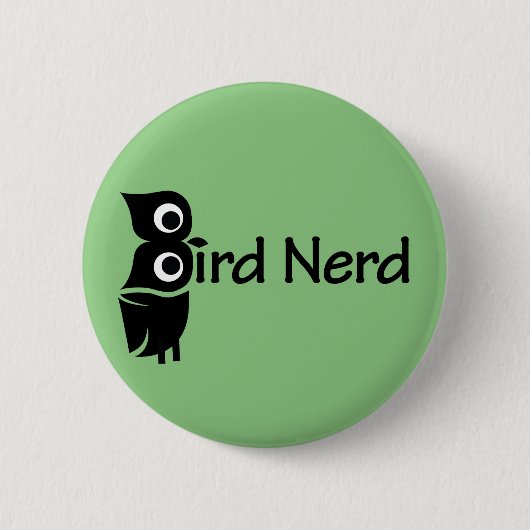 Vogel Nerd Owl Green Button (Vorderseite)