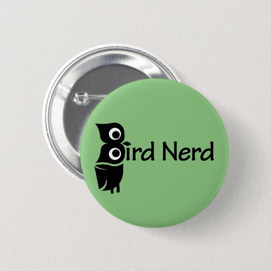 Vogel Nerd Owl Green Button (Vorne & Hinten)