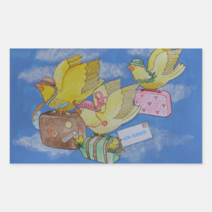 Vogel-neue Adressen-Mitteilung in Bewegung Rechteckiger Aufkleber