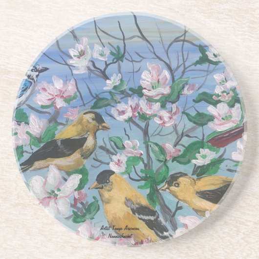 Vögel Neue Kollektion Originelle handgemalte Kunst Getränkeuntersetzer (Vorne)