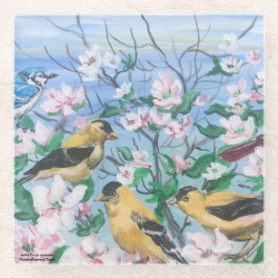 Vögel Neue Kollektion Originelle handgemalte Kunst Glasuntersetzer