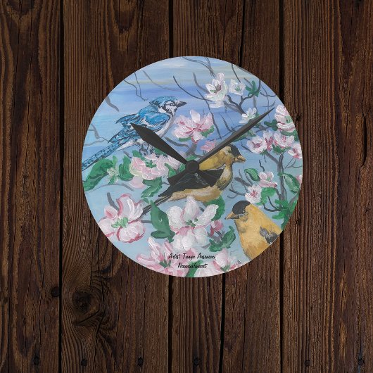 Vögel Neue Kollektion Originelle handgemalte Kunst Runde Wanduhr