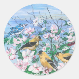 Vögel Neue Kollektion Originelle handgemalte Kunst Runder Aufkleber