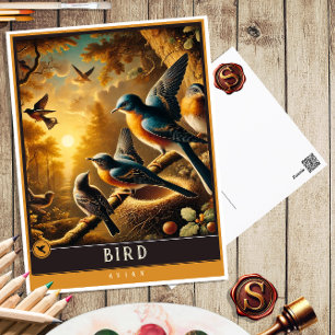 Vogel   Niedliche Vintage Tierpostkarte Postkarte