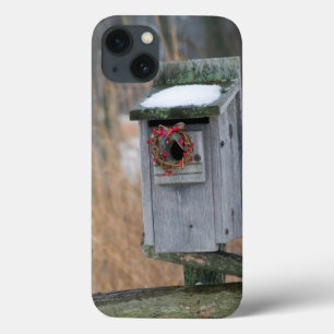 Vogel, Nistkasten mit Weihnachtsgirlande im Winter Case-Mate iPhone Hülle