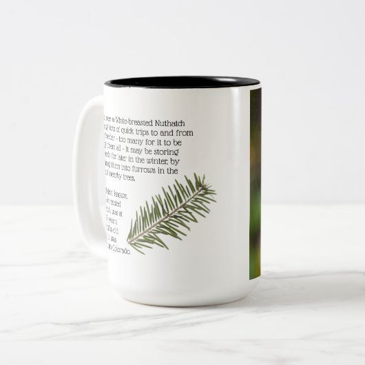 Vögel, Nuthatch, zweiseitig, Zweifarbige Tasse (Vorderseite Links)
