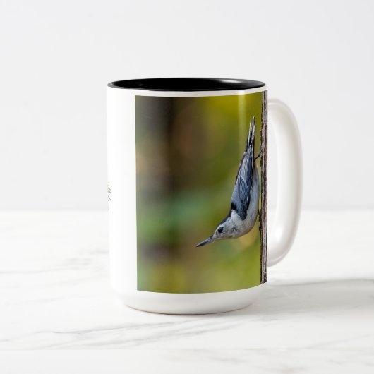 Vögel, Nuthatch, zweiseitig, Zweifarbige Tasse (VorderseiteRechts)