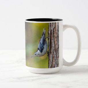 Vögel, Nuthatch, zweiseitig, Zweifarbige Tasse