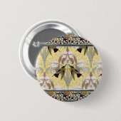 Vögel, Orchideen, Maidenhair Ferns Art Nouveau Button (Vorne & Hinten)