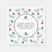 Vögel & Ornamente Farbiges Weihnachtsmuster Serviette (Vorderseite)