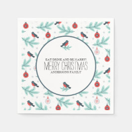 Vögel & Ornamente Farbiges Weihnachtsmuster Serviette