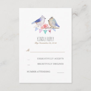Vögel paaren rustikales Waldland Hochzeit rsvp Karte