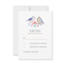 Vögel paaren rustikales Waldland Hochzeit rsvp