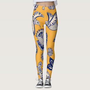 Vögel Paisley Blume Vintages Muster Leggings