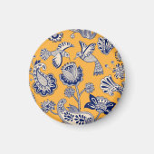 Vögel Paisley Blume Vintages Muster Magnet (Vorne)