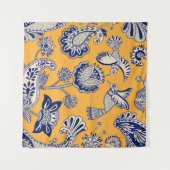 Vögel Paisley Blume Vintages Muster Wandteppich (Vorderseite (Horizontal))