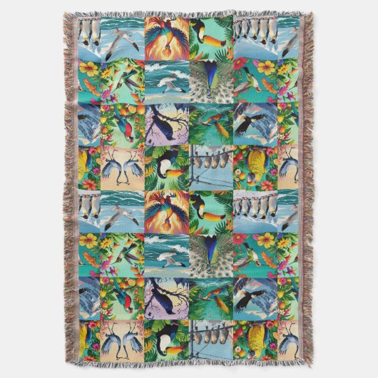 Vögel Patchwork-Muster Decke (Vorderseite Vertikal)