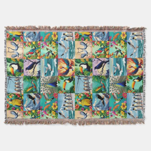 Vögel Patchwork-Muster Decke (Vorderseite)