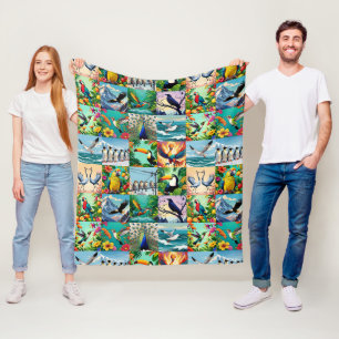 Vögel Patchwork-Muster Fleecedecke
