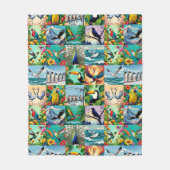 Vögel Patchwork-Muster  Fleecedecke (Vorderseite)