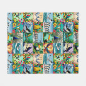 Vögel Patchwork-Muster  Fleecedecke (Vorderseite (Horizontal))