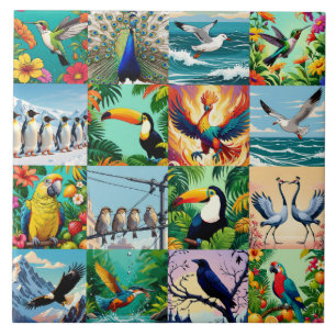 Vögel Patchwork-Muster Fliese