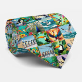 Vögel Patchwork-Muster Krawatte (Gerollt)