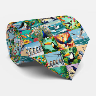 Vögel Patchwork-Muster Krawatte