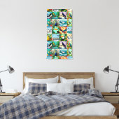 Vögel Patchwork-Muster Leinwanddruck (Insitu (Schlafzimmer))