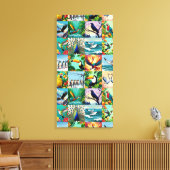 Vögel Patchwork-Muster Leinwanddruck (Insitu (Wohnzimmer))