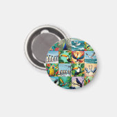 Vögel Patchwork-Muster Magnet (Vorderseite/Rückseite)