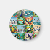 Vögel Patchwork-Muster Magnet (Vorne)