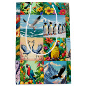 Vögel Patchwork-Muster Mittlere Geschenktüte (Vorderseite)