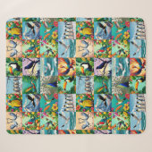 Vögel Patchwork-Muster Sherpadecke (Vorderseite (Horizontal))