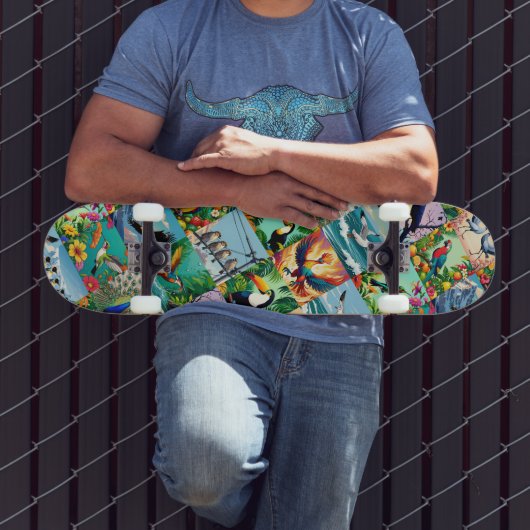 Vögel Patchwork-Muster Skateboard (Außenbereich 3)