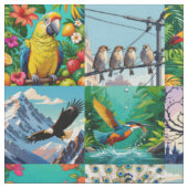 Vögel Patchwork-Muster Stoff (Nahaufnahme)