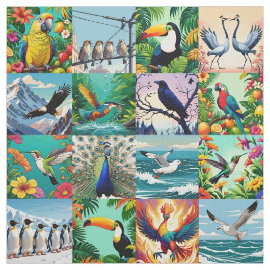 Vögel Patchwork-Muster Stoff (Muster)