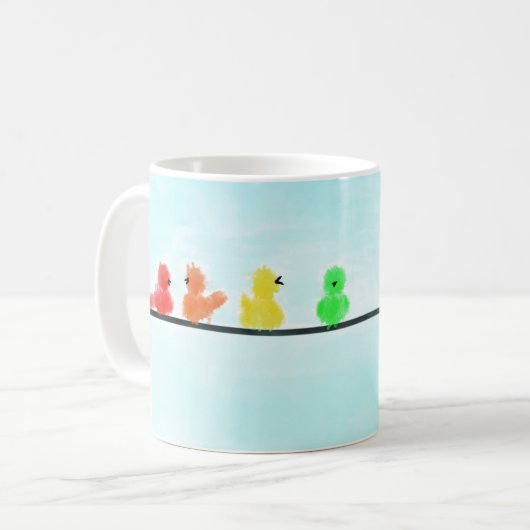 Vogel-Regenbogen auf einer Leitung Kaffeetasse (Vorderseite Links)