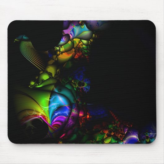 Vogel-Regenbogen-Fraktal Mousepad (Vorne)