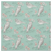 Vögel Rosa Blume Robins Egal Blau Stoff (Muster)