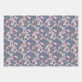 Vögel Rosa Blume Wasserfarbenes botanisches Muster Geschenkpapier Set (Vorderseite 2)