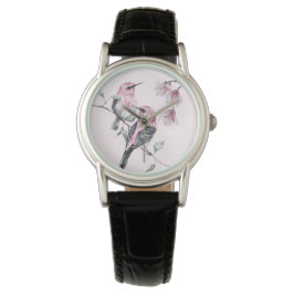 Vögel & Rosa Florals in Wasserfarbe Armbanduhr