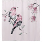 Vögel & Rosa Florals in Wasserfarbe Duschvorhang (Vorderseite)
