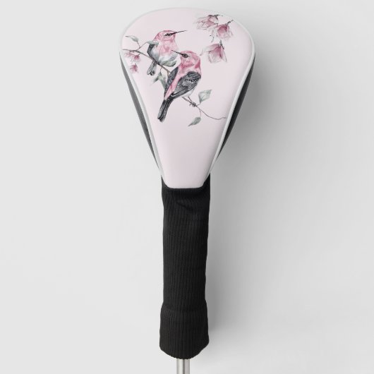 Vögel & Rosa Florals in Wasserfarbe Golf Headcover (Vorderseite)