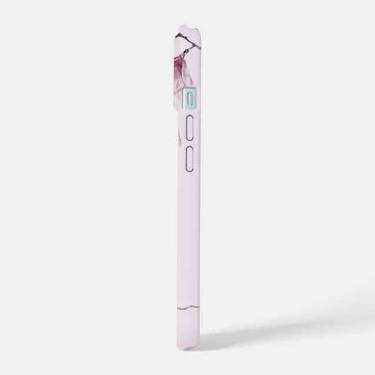 Vögel & Rosa Florals in Wasserfarbe iPhone 15 Hülle (Linke Seite)