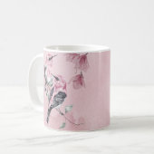 Vögel & Rosa Florals in Wasserfarbe Kaffeetasse (Vorderseite Links)