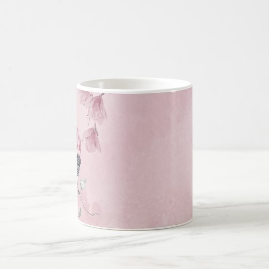 Vögel & Rosa Florals in Wasserfarbe Kaffeetasse (Mittel)