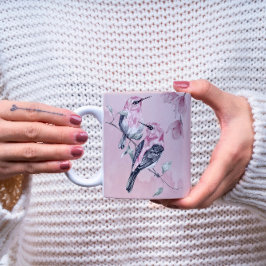 Vögel & Rosa Florals in Wasserfarbe Kaffeetasse