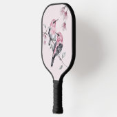 Vögel & Rosa Florals in Wasserfarbe Pickleball Schläger (Links)
