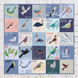 Vögel rund um die Welt Wasserfarben Kunst Poster